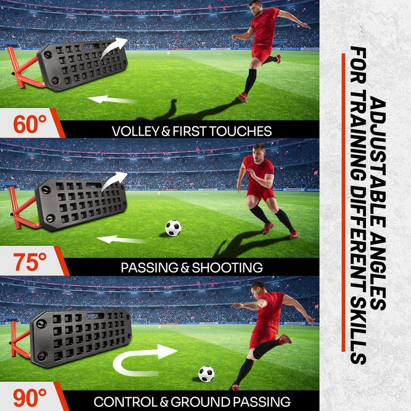 PLAYAPUT 6-in-1 Soccer Rebounder Board - Dual Surface Adjustable Angle Soccer Wall with 6 Training Modes for Passing, Control & Reflex - Portable Soccer Training Equipment with 2 Sandbags for All Players - Image 3